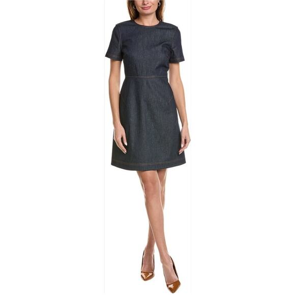 NEW Lafayette148 Women's Stretch Denim Short Sleeve Mini Dress Size 8 - Picture 1 of 13